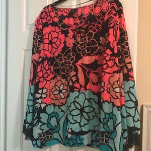 Kaari blue vibrant pink and aqua top